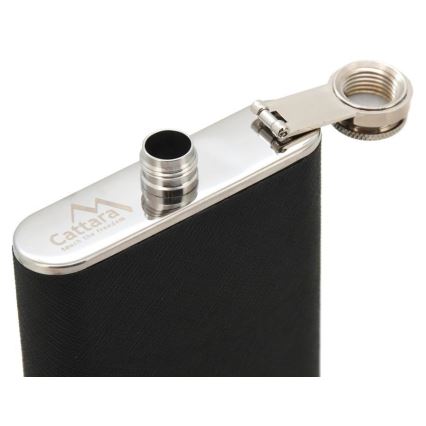 Heupfles met sigarenkoker 175 ml zwart