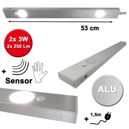 HiLite - LED Onder keukenkast verlichting met sensor BERN 2xLED/3W/230V 4000K