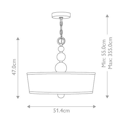 Hinkley - Hanglamp aan een ketting ZELDA 3xE27/60W/230V messing