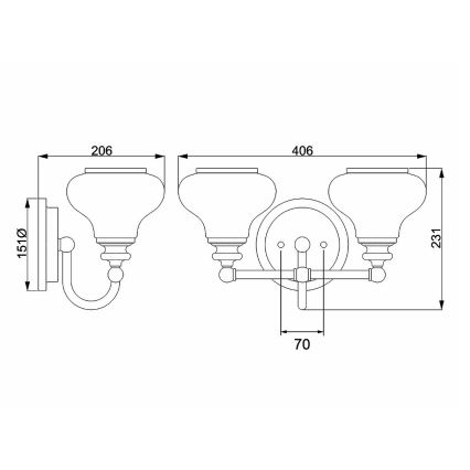 Hinkley - LED Badkamerlamp AINSLEY 2xG9/3W/230V IP44