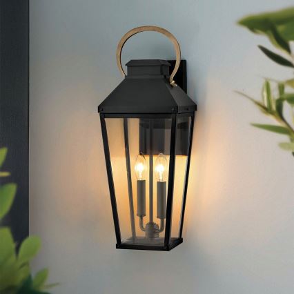 Hinkley - Buitenwandlamp DAWSON L 2xE14/40W/230V IP44 zwart