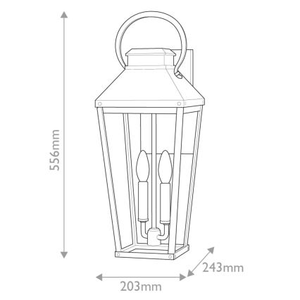 Hinkley - Buitenwandlamp DAWSON L 2xE14/40W/230V IP44 zwart