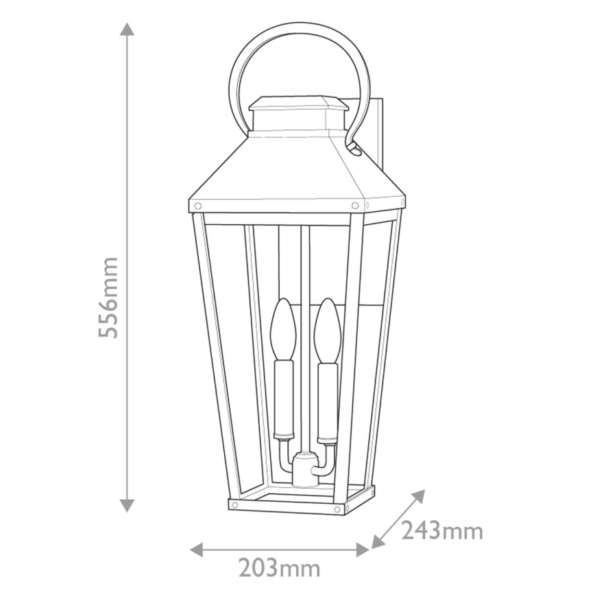 Hinkley - Buitenwandlamp DAWSON L 2xE14/40W/230V IP44 zwart
