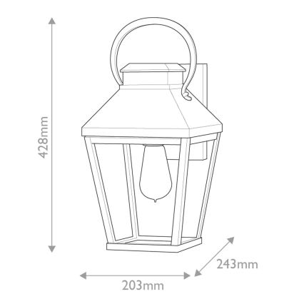 Hinkley - Buitenwandlamp DAWSON M 1xE27/60W/230V IP44 zwart