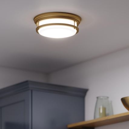 Hinkley - Plafondlamp voor badkamer HADLEY 3xE27/40W/230V IP44 goudkleurig