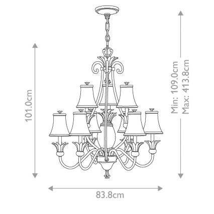 Hinkley - Hanglamp aan een ketting PLANTATION 10xE14/40W/230V zilver