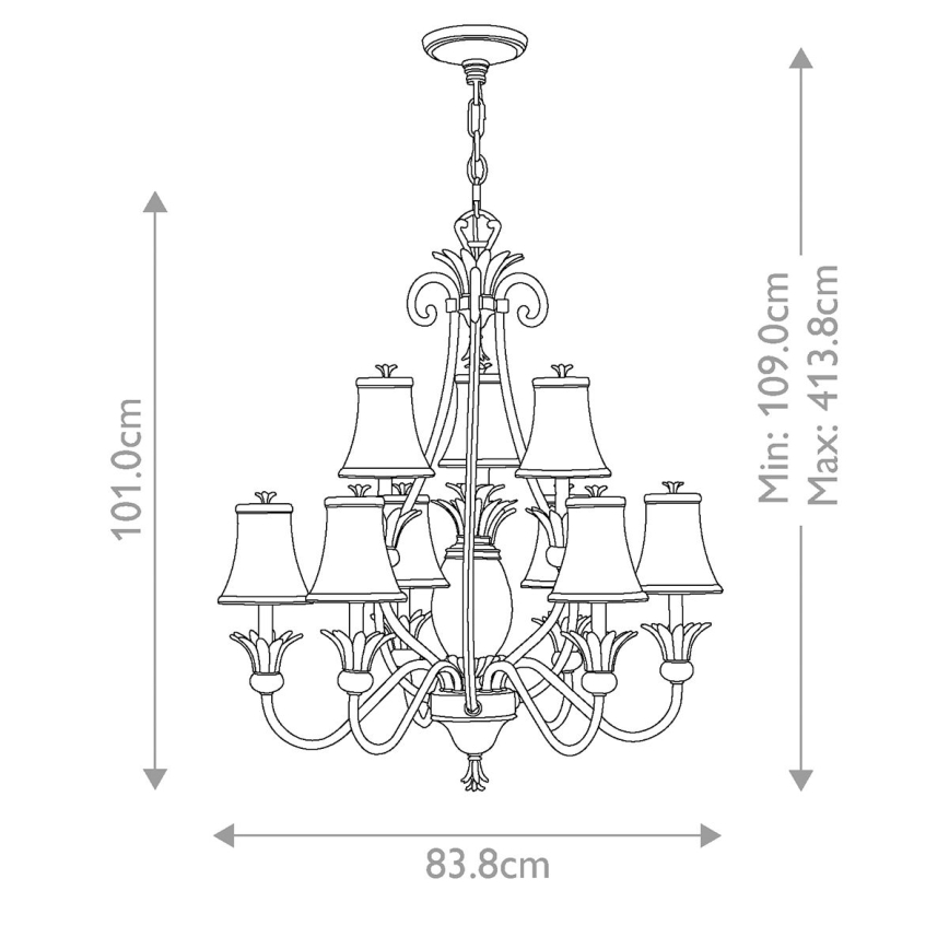 Hinkley - Hanglamp aan een ketting PLANTATION 10xE14/40W/230V zilver