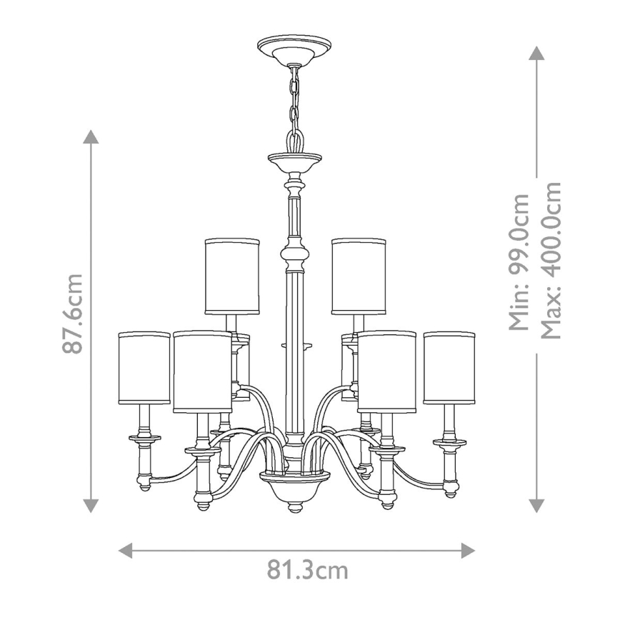 Hinkley - Kroonluchter aan ketting SUSSEX 9xE14/40W/230V mat chroom