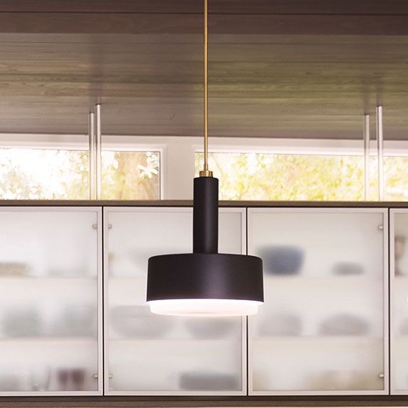 Hinkley - Pendellamp met staaf CEDRIC 2xE27/60W/230V Ø 33 cm goud/zwart