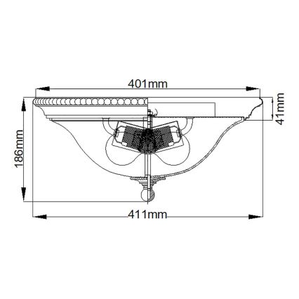 Hinkley - Plafondlamp CAMBRIDGE 2xE27/60W/230V gouden