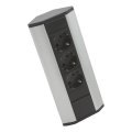 Hoek-stopcontactzuil 3x230V zwart/zilver