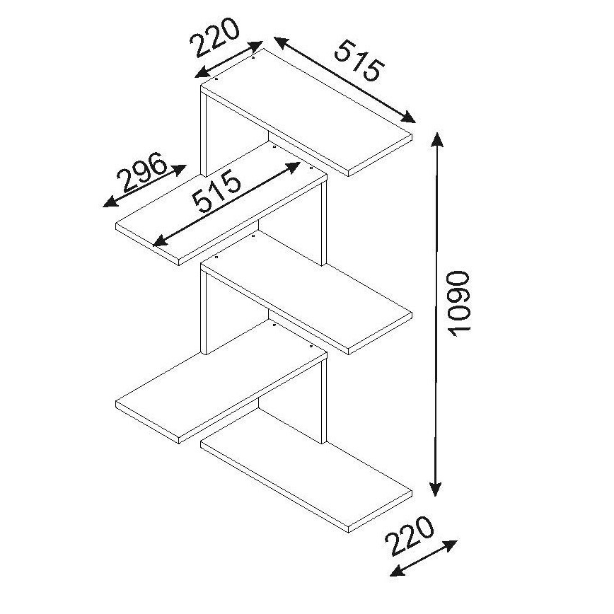 Hoek wandplank CANIKO 109x51,5 cm bruin