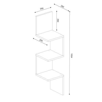 Hoek wandplank CORNER 105,4x25 cm wit