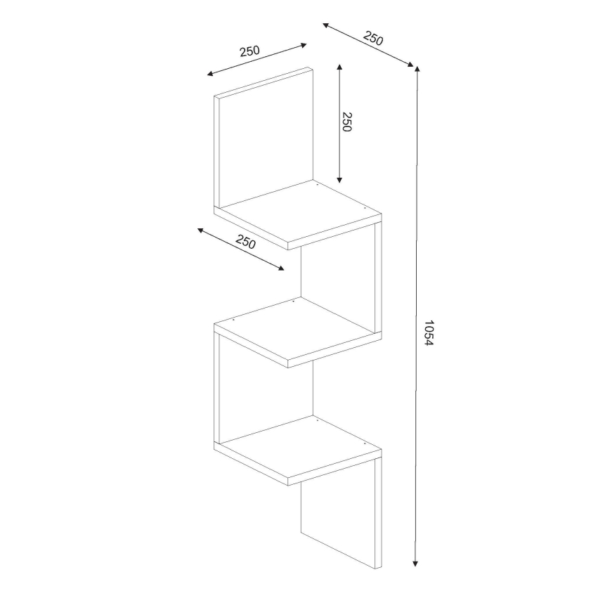 Hoek wandplank CORNER 105,4x25 cm wit