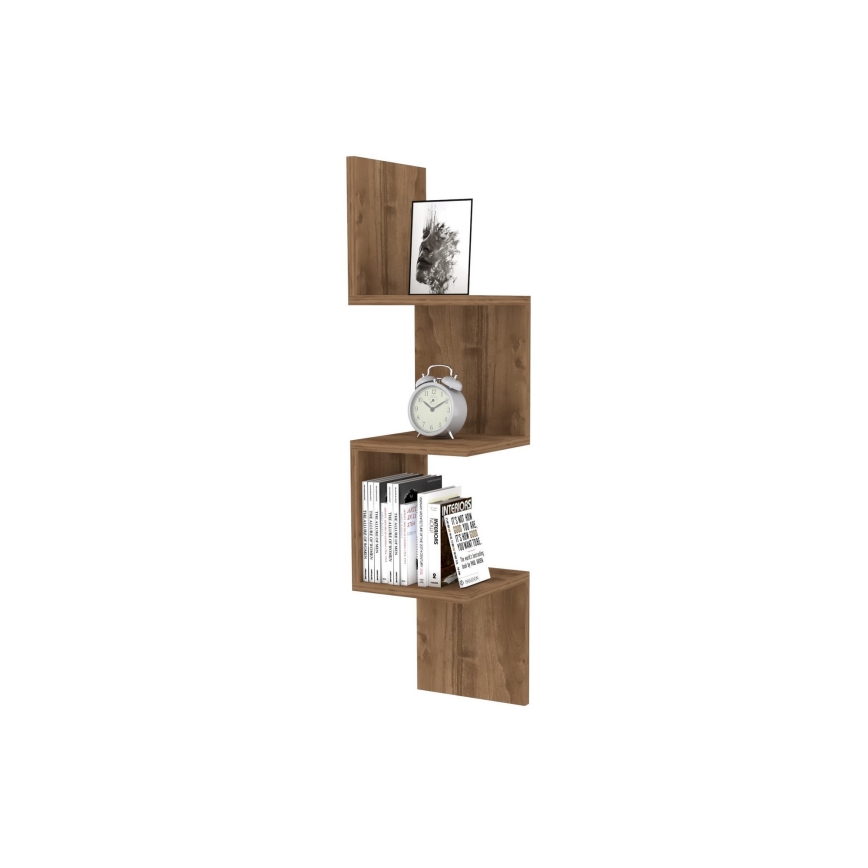 Hoek wandplank ZIKZAK 105,5x25 cm bruin