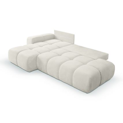 Uitschuifbare hoekbank met opbergruimte, L-vorm, ALMADA links, beige