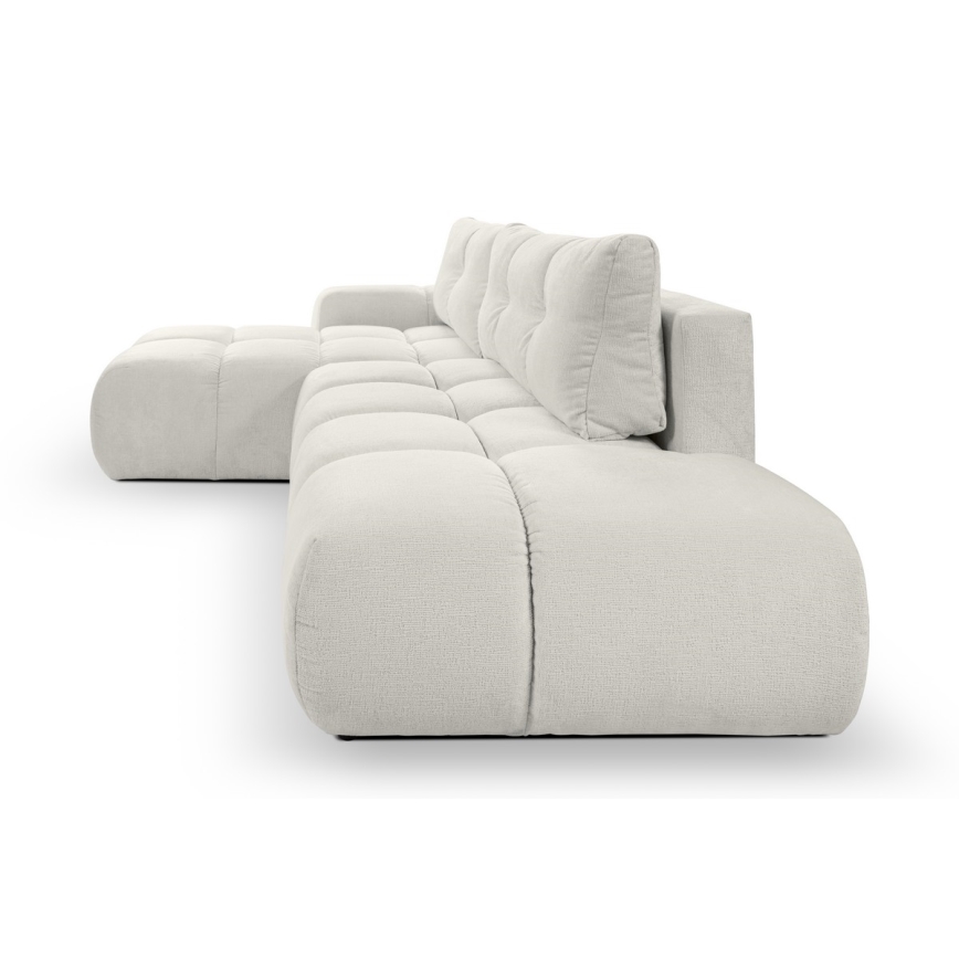 Uitschuifbare hoekbank met opbergruimte, L-vorm, ALMADA links, beige