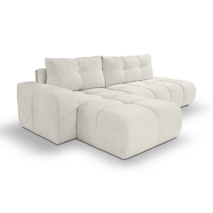 Uitschuifbare hoekbank met opbergruimte, L-vorm, ALMADA links, beige