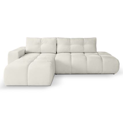 Uitschuifbare hoekbank met opbergruimte, L-vorm, ALMADA links, beige