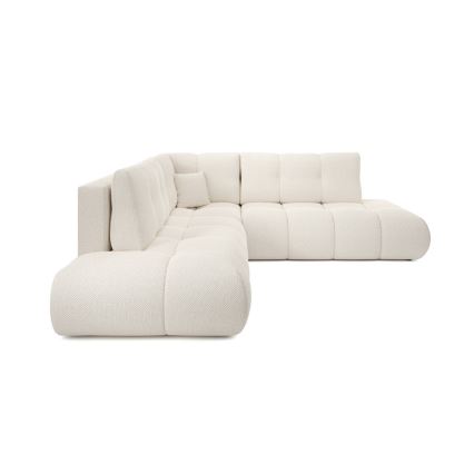 Uitschuifbare hoekbank met bekleding en opbergruimte, L-vormig, ALMADA, rechts, beige