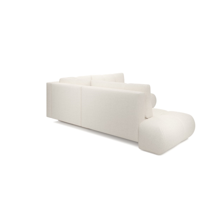 Uitschuifbare hoekbank met bekleding en opbergruimte, L-vormig, ALMADA, rechts, beige