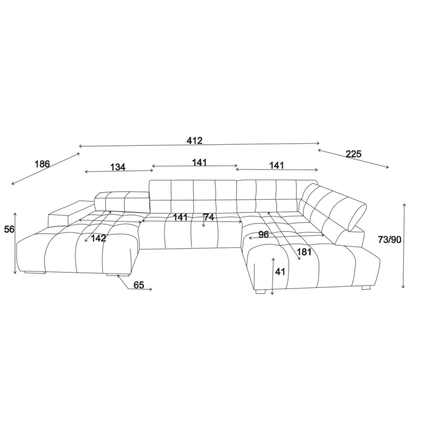 Hoekbank in U-vorm TROPEA rechts beige