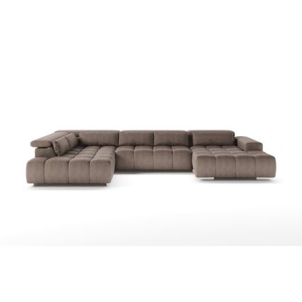 Hoekbank met hoofdsteunen in U-vorm TROPEA links beige