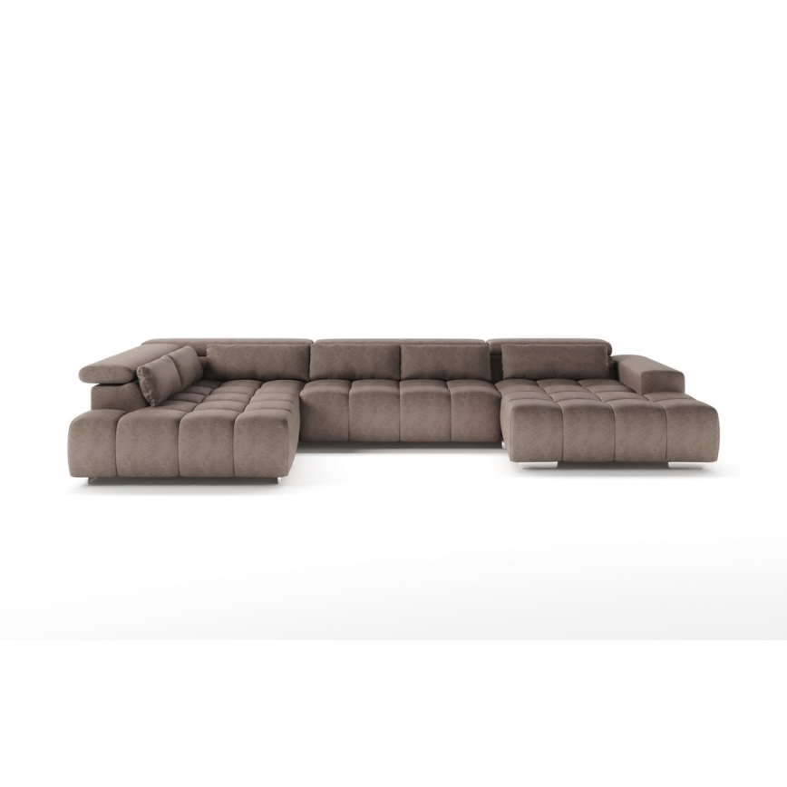 Hoekbank met hoofdsteunen in U-vorm TROPEA links beige
