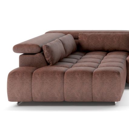 Hoekbank met hoofdsteunen in U-vorm TROPEA links bruin