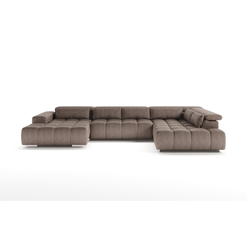 Hoekbank met hoofdsteunen in U-vorm TROPEA rechts beige