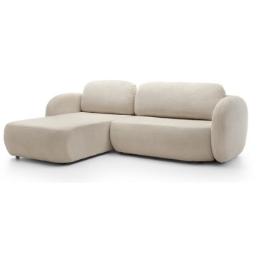 Hoekbank met slaapfunctie en opbergruimte in L-vorm OLBIA links beige
