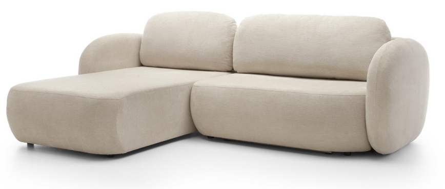 Hoekbank met slaapfunctie en opbergruimte in L-vorm OLBIA links beige
