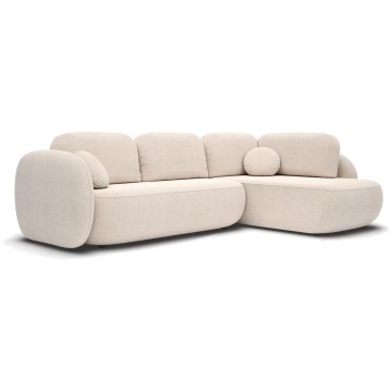 Hoekbank met slaapfunctie en opbergruimte in L-vorm OLBIA rechts beige