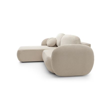 Hoekbank met slaapfunctie en opbergruimte in L-vorm OLBIA links beige