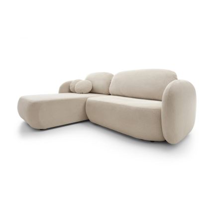 Hoekbank met slaapfunctie en opbergruimte in L-vorm OLBIA links beige