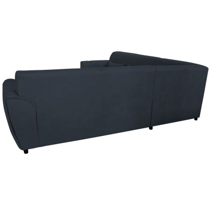 Uitklapbare hoekbank VISEU met opbergruimte, L-vorm rechts, antraciet/zwart