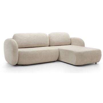 Hoekbank met slaapfunctie en opbergruimte OLBIA, rechts, beige