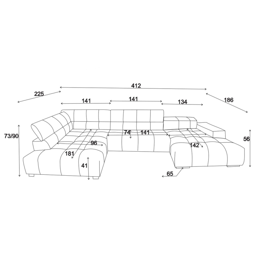 Hoekbank in U-vorm TROPEA links beige