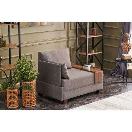 Hoekfauteuil TULA bruin links