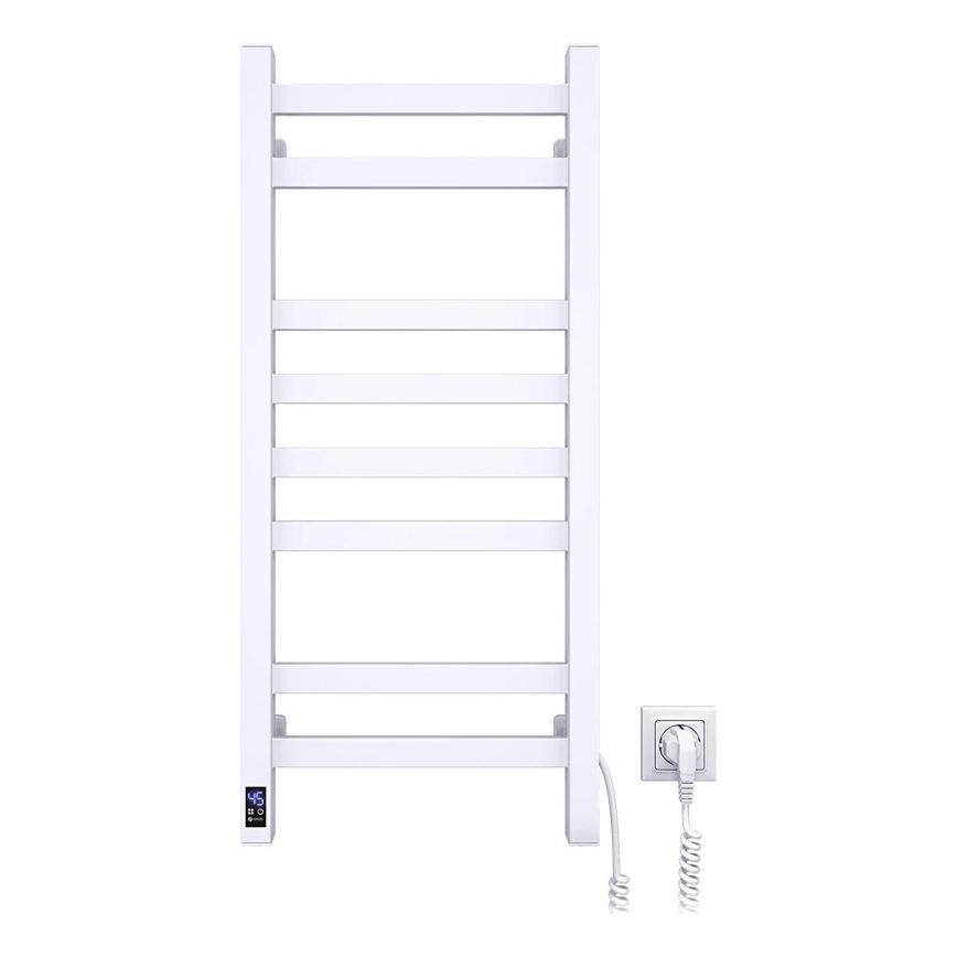 Hoekige badkamerhanddoekradiator met thermostaat AVANGARD 251W/230V 80,6 cm IP44, wit, rechts