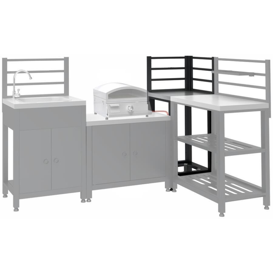 Hoekmodule voor buiten 47x47x123 cm zwart/roestvrij staal