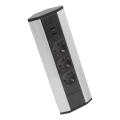 Hoekstopcontactzuil 3x230V + 2xUSB-A zwart/zilver