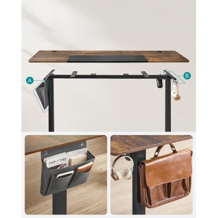 Hoogteverstelbaar bureau SOLEA-X bruin/zwart