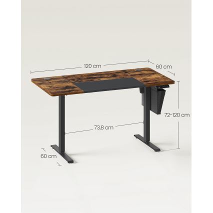 Hoogteverstelbaar bureau SOLEA-X bruin/zwart