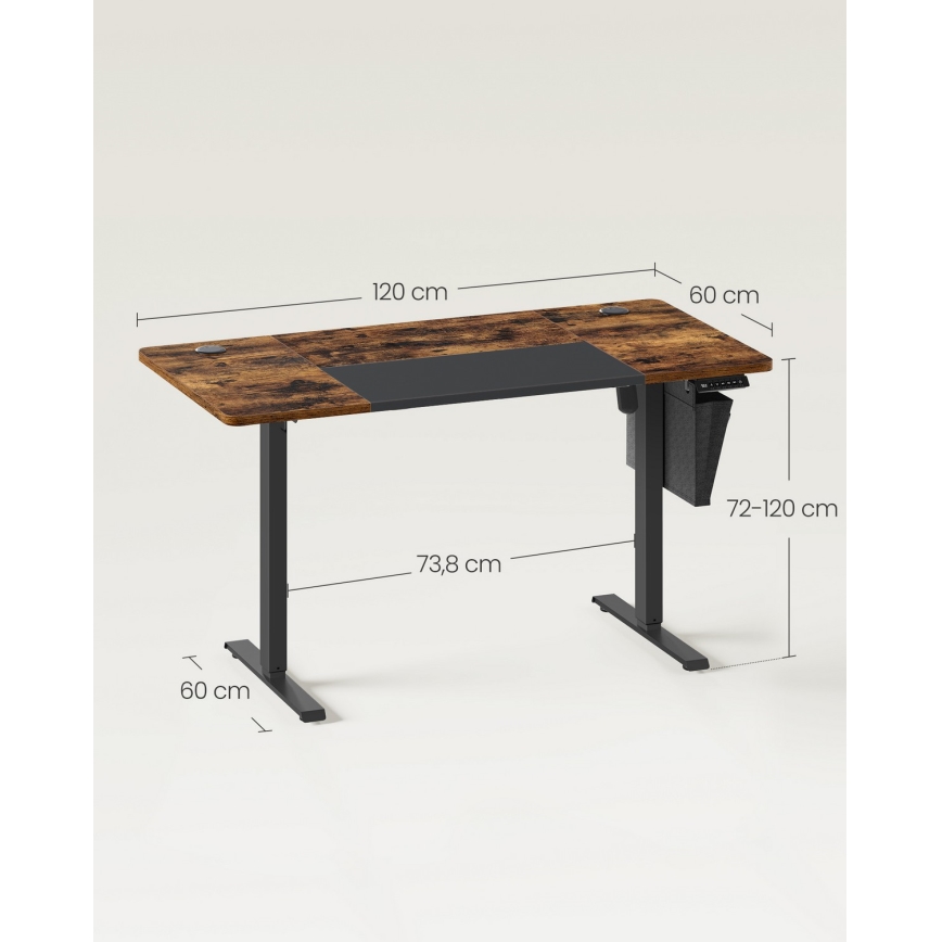 Hoogteverstelbaar bureau SOLEA-X bruin/zwart