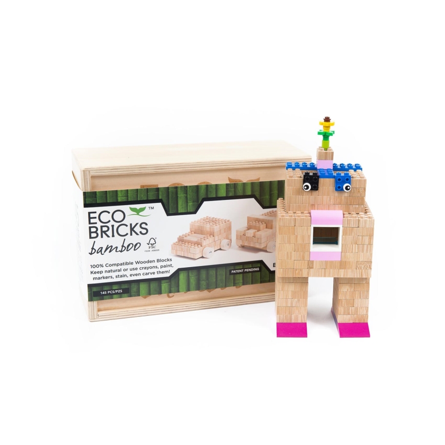 Houten bouwset ECO BRICKS, 145 stuks