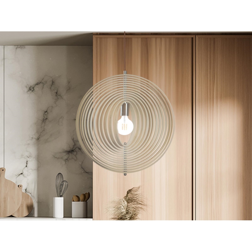 Houten hanglamp aan kabel 1xE27/60W/230V Ø 43,5 cm massief/fineer/beuk/rubberhout