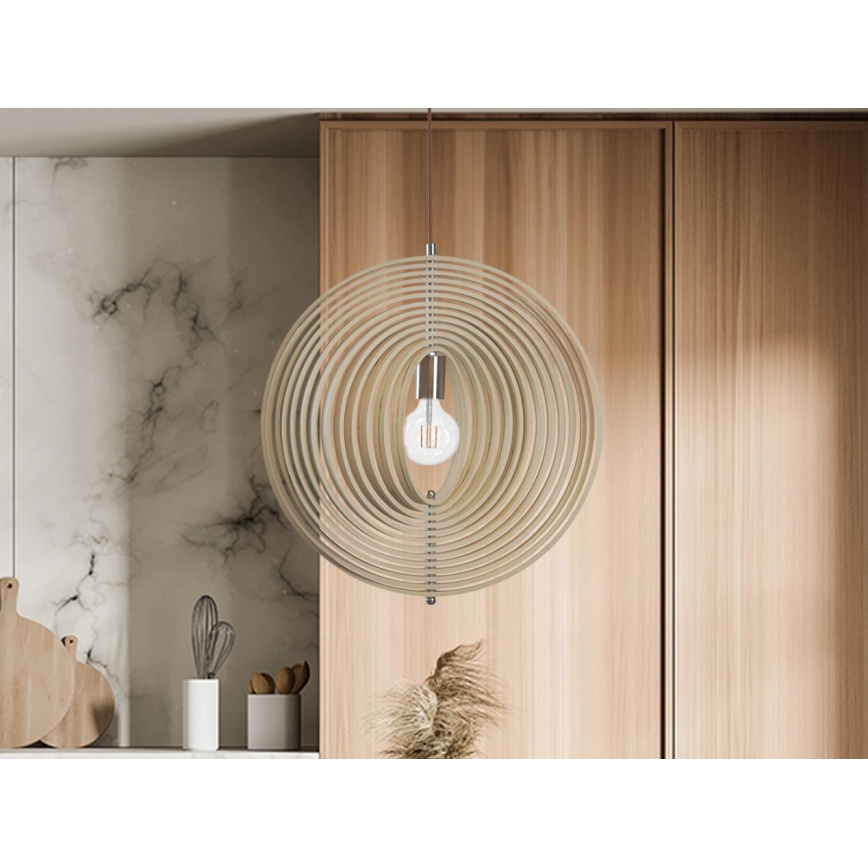 Houten hanglamp aan kabel 1xE27/60W/230V Ø 43,5 cm massief/fineer/beuk/rubberhout