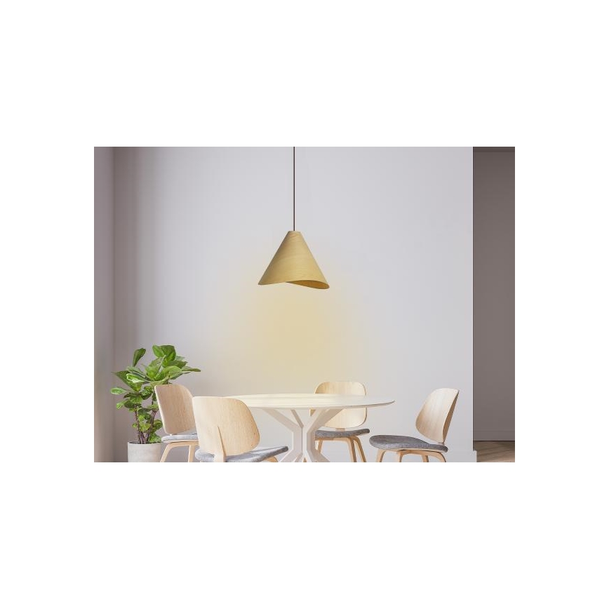 Houten hanglamp aan snoer 1xE27/60W/230V Ø 33 cm massief/eik/rubberhout