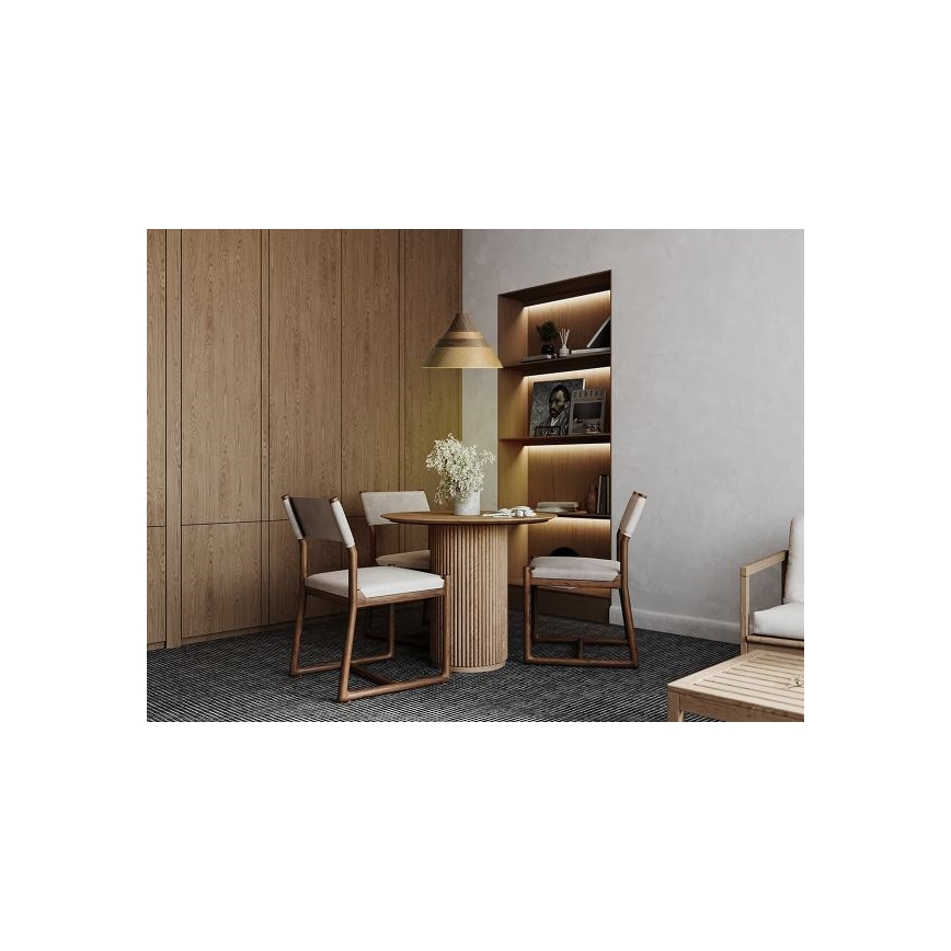 Houten hanglamp aan snoer – 1xE27/60W/230V, Ø 33 cm, massief eiken/walnoot/rubberhout